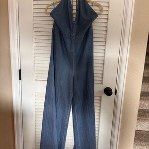 Free People Blue Denim Jumpsuit